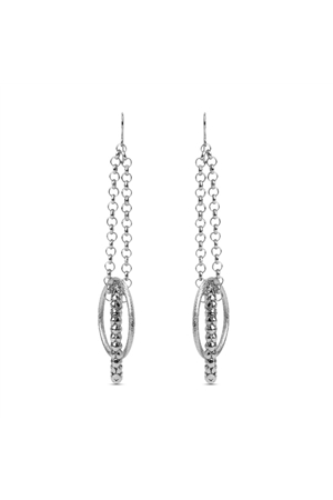 Silver Dual Ring Long Earrings