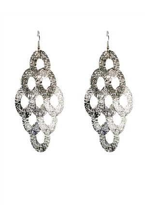 Uneven Textured Silver Chandelier Earrings
