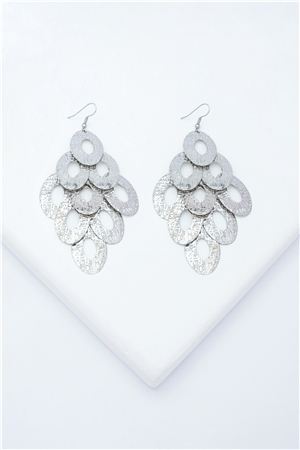 Uneven Textured Silver Chandelier Earrings