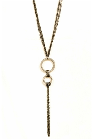 Long Silver Glamour Rings And Chains Necklace
