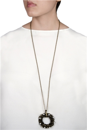 Interwined Antique Gold Diamante Pendant Necklace
