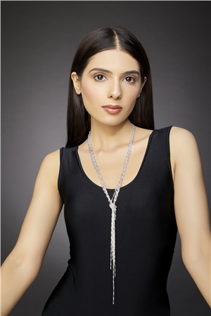 Silver Charm Tassel Knot Necklace