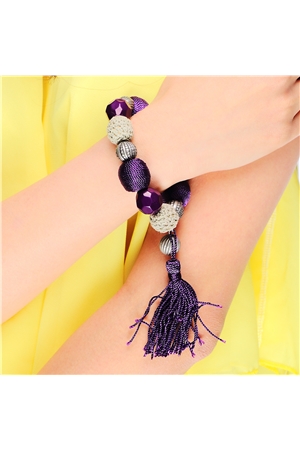 Bead And Tassel Crochet Bracelet