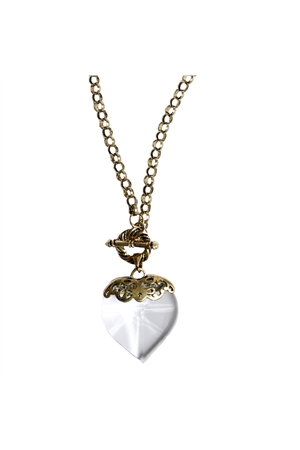 Heart Glass Chain Pendant Necklace