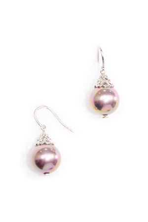 Rosette Pearl  Drop Earring