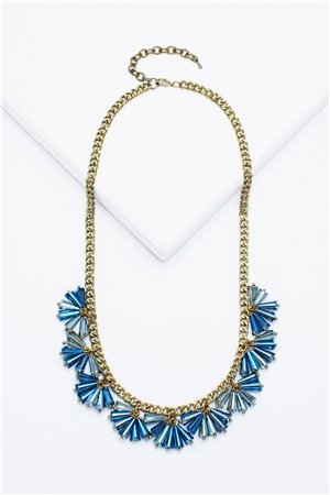 Aqua Crystal Bib Necklace