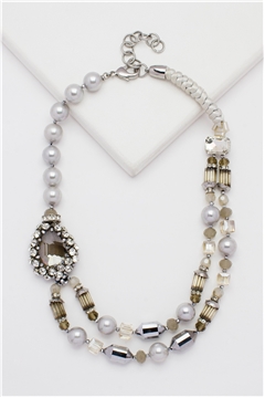 Sunset In Havana Crystal Pearl Layered Necklace