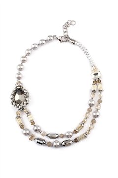 Sunset In Havana Crystal Pearl Layered Necklace
