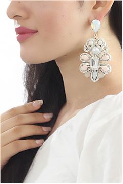 A Stranger In Paris Diamante Floral Statement Earrings