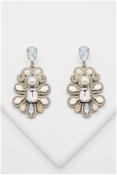 A Stranger In Paris Diamante Floral Statement Earrings