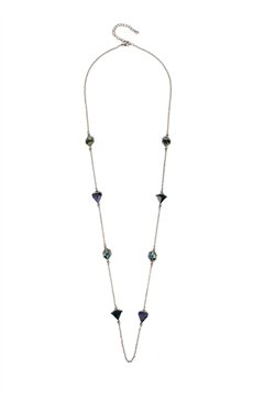 Cosmos String Blue Glass Stone Long Necklace