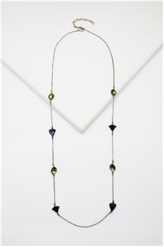 Cosmos String Blue Glass Stone Long Necklace