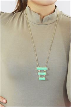 Aqua Skyline Turquoise Marble Bars Pendant Necklace