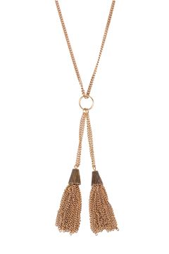 The Cressida Double Tassel Pendant Gold Necklace