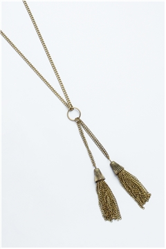 The Cressida Double Tassel Pendant Gold Necklace