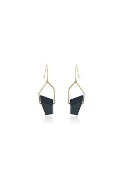 Asymmetric Charcoal Gold Danglers