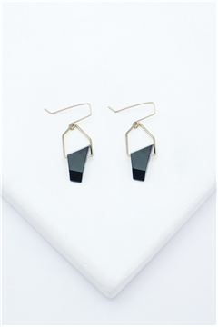 Asymmetric Charcoal Gold Danglers