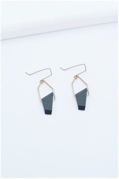 Asymmetric Charcoal Gold Danglers