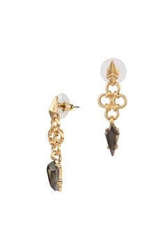 Vega Spike Gold Stud Black Stone Drop Earrings