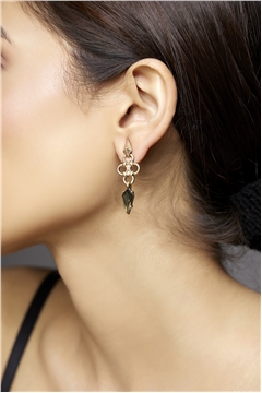 Vega Spike Gold Stud Black Stone Drop Earrings