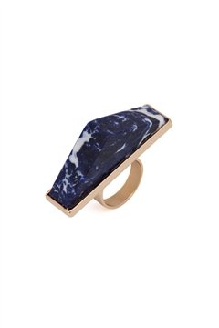 Pentagon Midnight Blue Marble Stone Ring