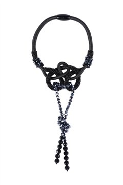 Black Swan Crystal Knot Statement Necklace