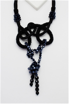 Black Swan Crystal Knot Statement Necklace