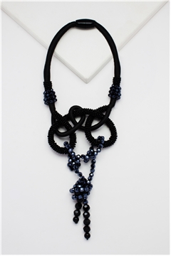 Black Swan Crystal Knot Statement Necklace