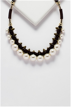 White Pearl Spires Collar Necklace