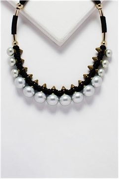 Grey Pearl Spires Collar Necklace