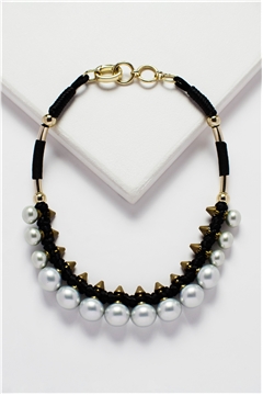 Grey Pearl Spires Collar Necklace