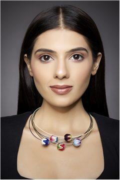 Set of 5 Multi Colour Thread Ball Necklaces 2