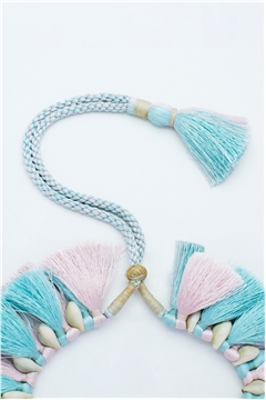 Pink Blue Pastel Tassel Necklace