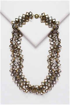 Muntin Muse Gold Glass Square Twisted Necklace