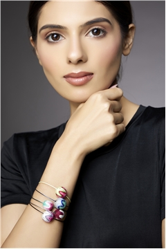 Set of 5 Multi Colour Thread Ball Bracelets 2