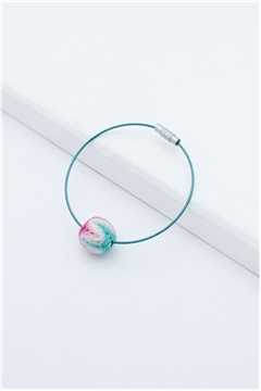 Pink Green Thread Ball Wire Bracelet