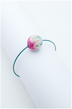 Pink Green Thread Ball Wire Bracelet