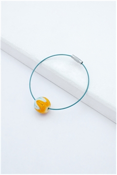 Yellow White Thread Ball Wire Bracelet