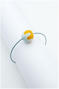 Yellow White Thread Ball Wire Bracelet