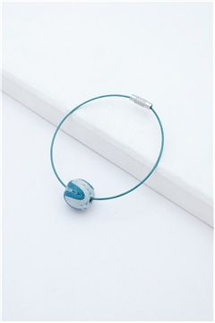 Blue White Thread Ball Wire Bracelet