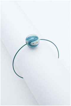 Blue White Thread Ball Wire Bracelet