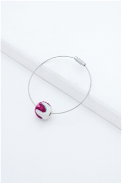 Maroon White Thread Ball Wire Bracelet