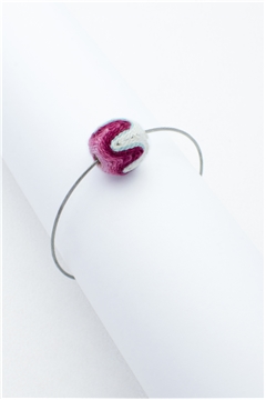 Maroon White Thread Ball Wire Bracelet