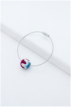 Maroon Blue Thread Ball Wire Bracelet