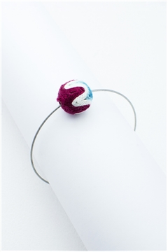 Maroon Blue Thread Ball Wire Bracelet