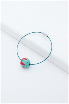 Red Green Thread Ball Wire Bracelet