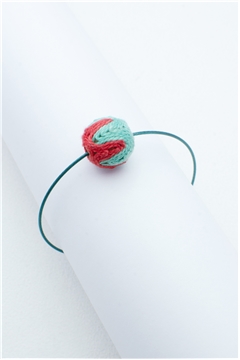 Red Green Thread Ball Wire Bracelet