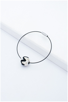 Black White Thread Ball Wire Bracelet