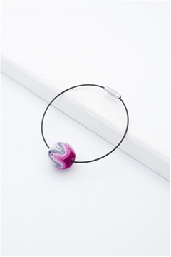 Pink Grey Thread Ball Wire Bracelet