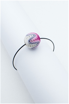 Pink Grey Thread Ball Wire Bracelet